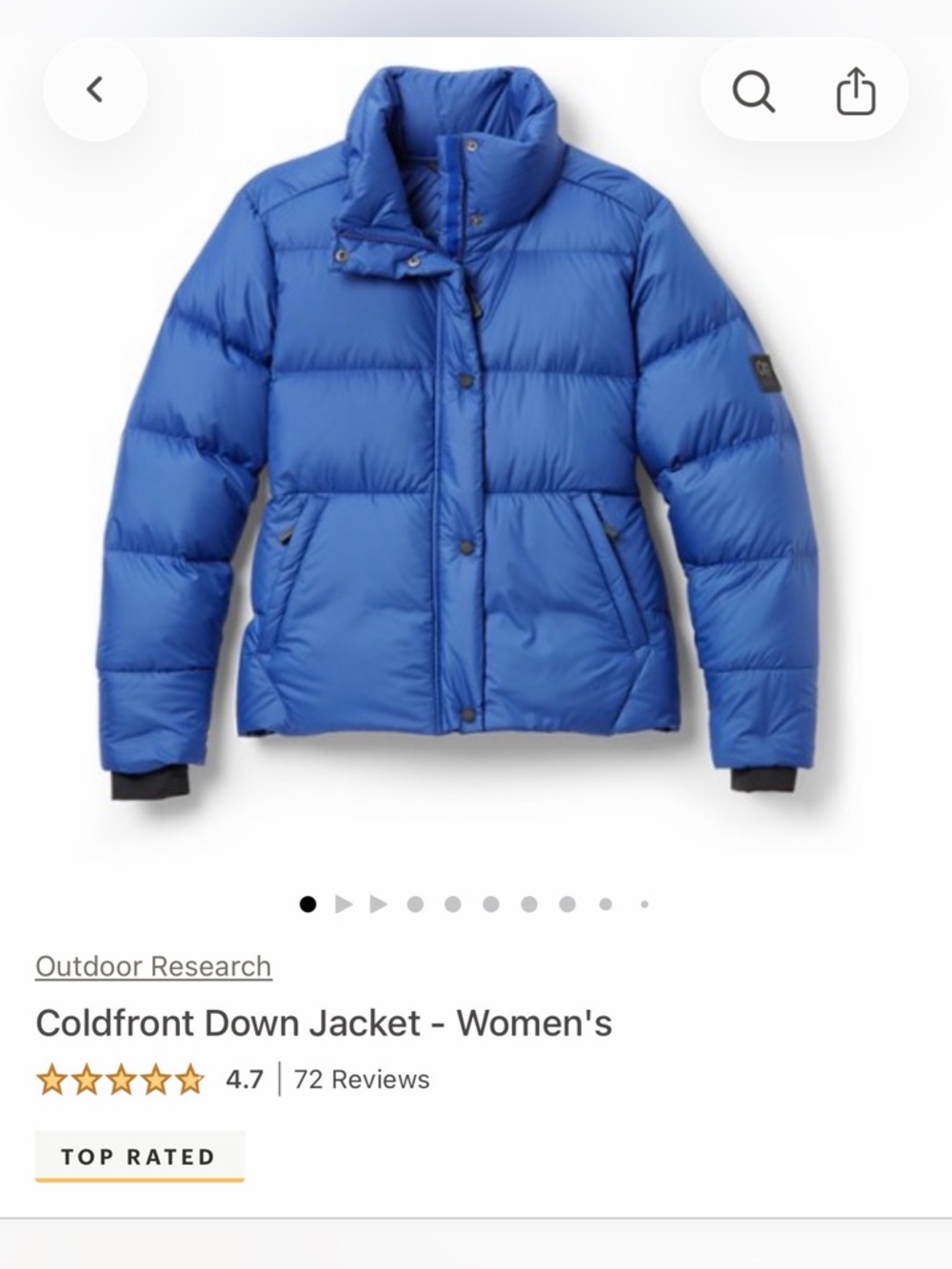 Outdoor Research Women's Green “Treeline” Coldfront Down Jacket